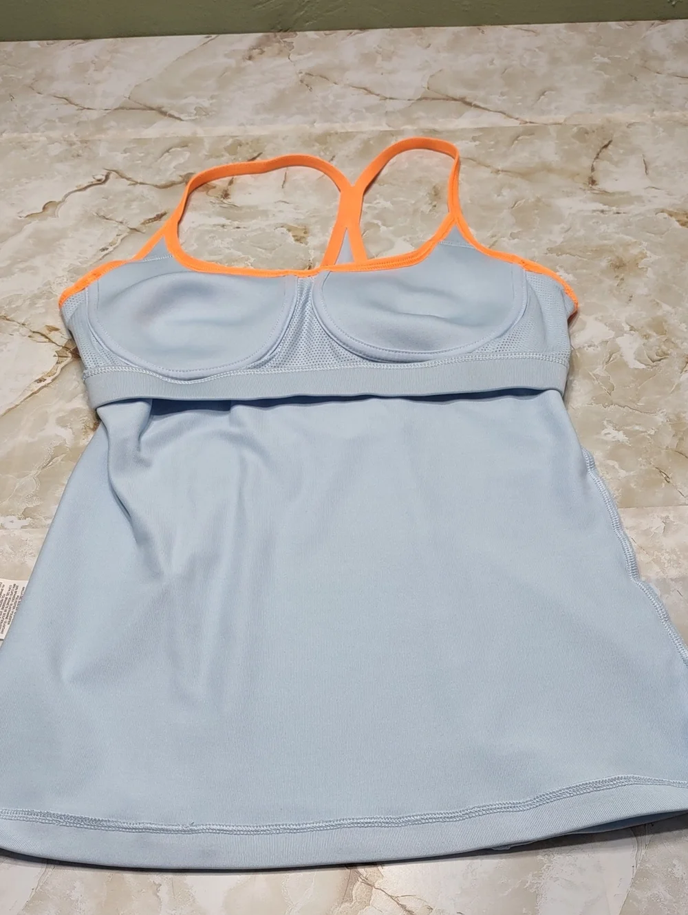 Nike Powder Blue & Navy/Teal Tennis Tank and Skort with Neon Orange Accents